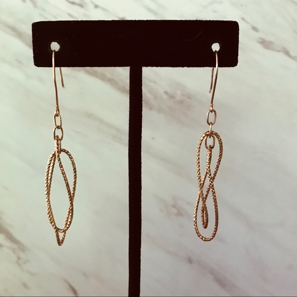 Diamond Cut Swirl Drop Earrings Rose Gold - Picture 5 of 6